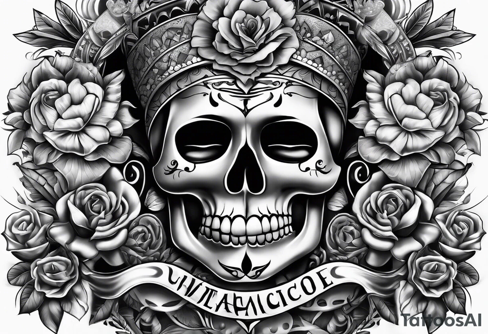 Chicano style sleeve about drugs family and women tattoo idea