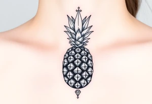 powerful majestic pineapple with a crown,and diamonds tattoo idea