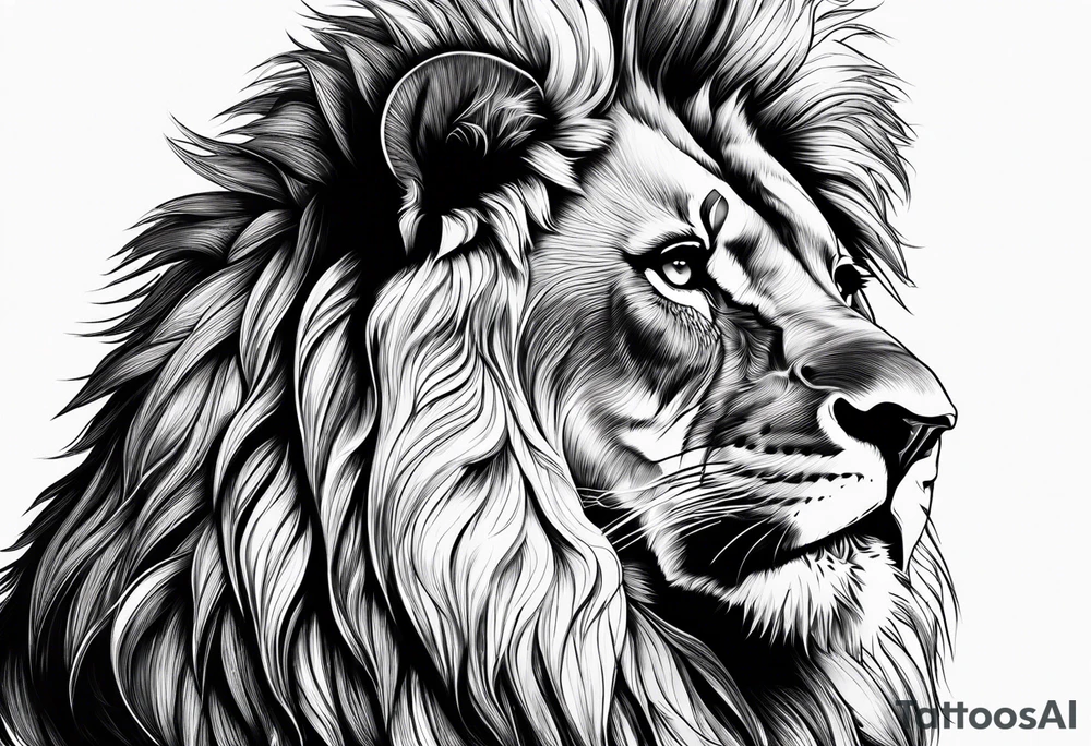 powerful majestic lion, close-up tattoo idea