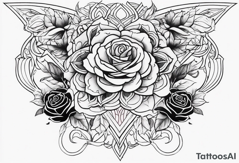 Warrior and roses tattoo idea