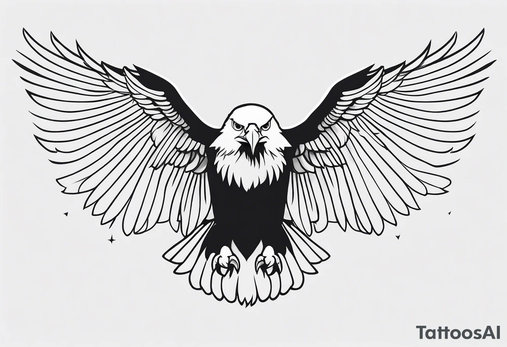 bald eagle with its wings spread, very simple line design tattoo idea bald eagle with its wings spread, very simple line design tattoo idea