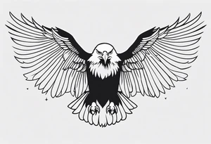 bald eagle with its wings spread, very simple line design tattoo idea
