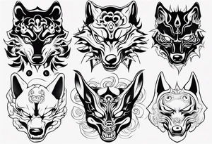 Japanese wolf mask tattoo idea