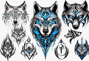 Dark wolf with blue eyes tattoo idea