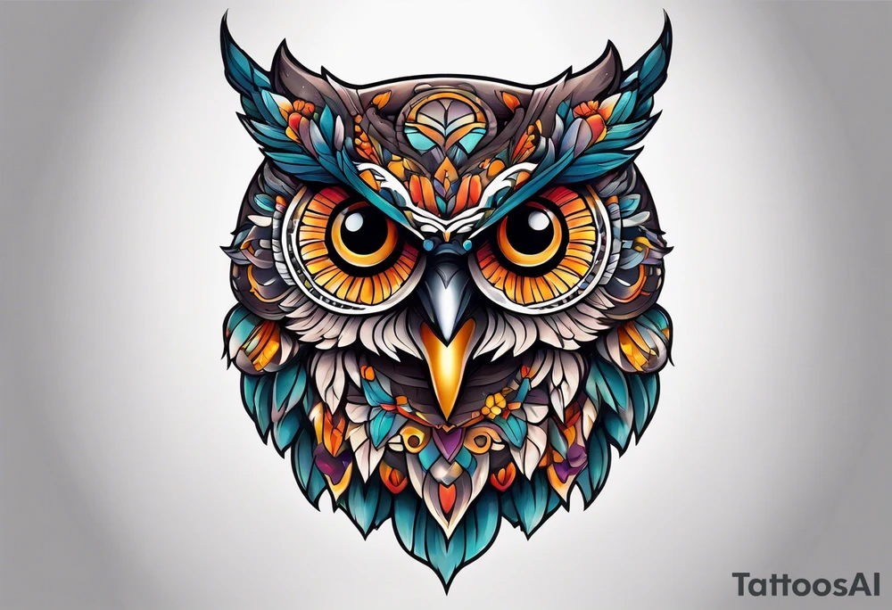 Owl and butterfly tattoo idea