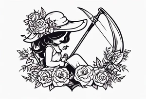 cute girly death with scythe and nightshade tattoo idea