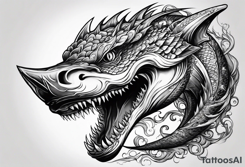 Shark dragon tattoo idea