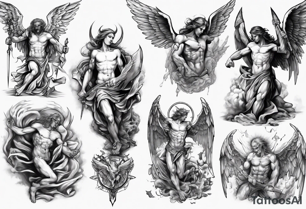 biblical angels 
fighting demons tattoo idea