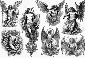 biblical angels 
fighting demons tattoo idea