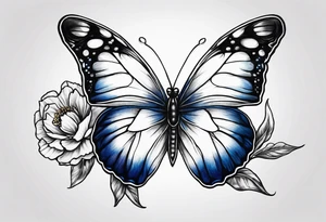 Blue butterfly moon carnation tattoo idea