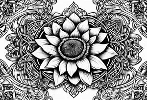 sunflower with a celtic dara knot center tattoo idea