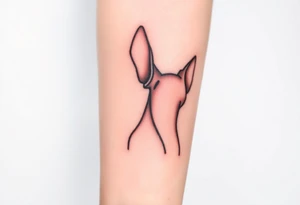outline of pitbull ears, next to the outline of austrailian cattle dog ears, as both dogs look off into the sunset tattoo idea