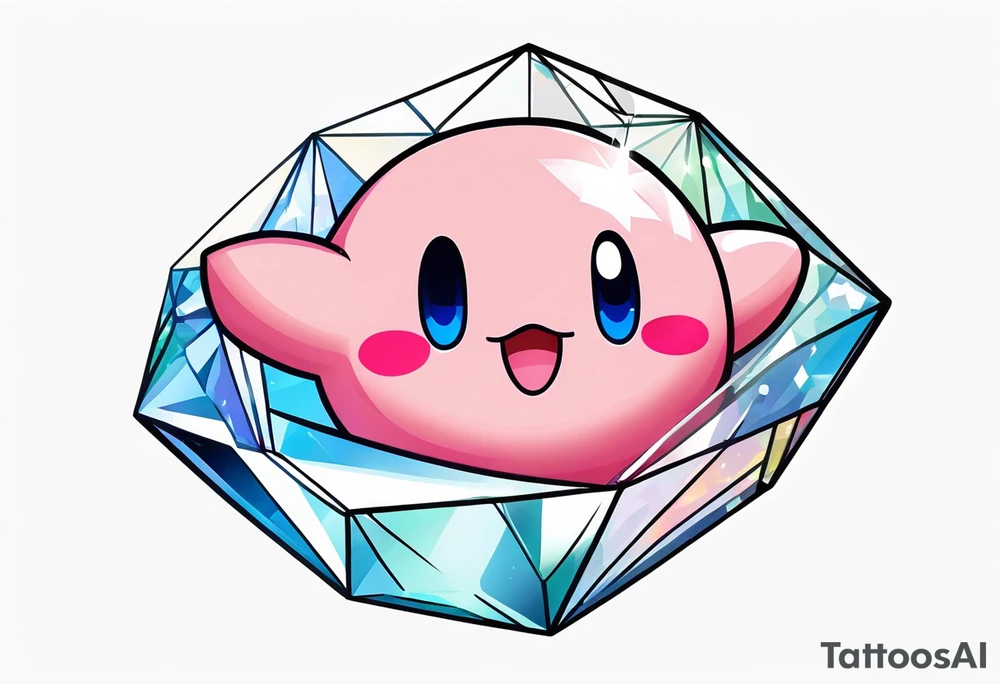 kirby smiling inside a long shining crystal tattoo idea kirby smiling inside a long shining crystal tattoo idea