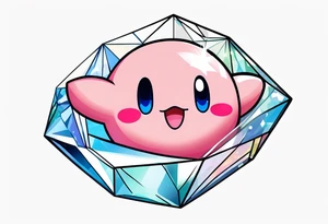 kirby smiling inside a long shining crystal tattoo idea