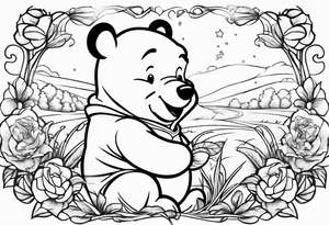 Winnie Pooh holding hand in the honey tattoo idea