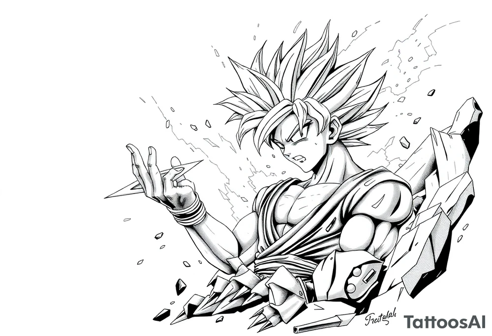 legendary dragonball z scene with energy aura and power effects tattoo idea
