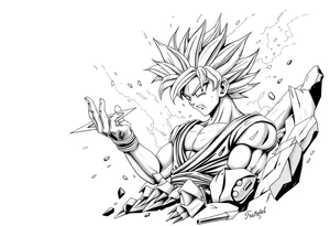 legendary dragonball z scene with energy aura and power effects tattoo idea