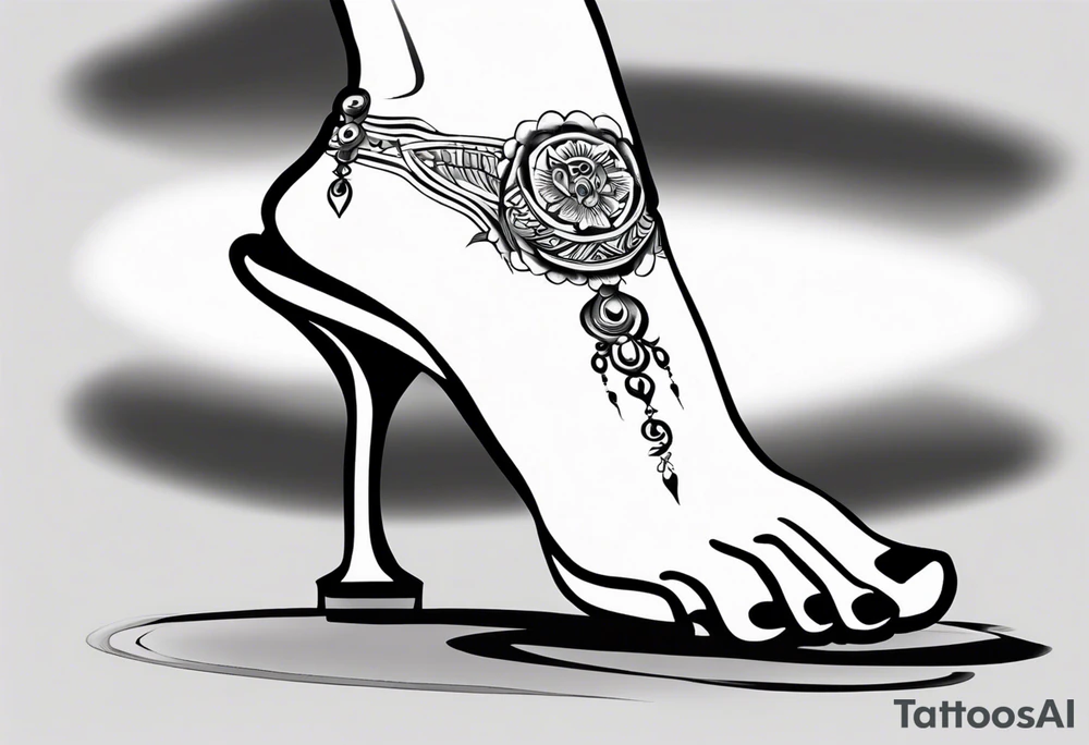 Ankle bracelet tattoo with feminine style and larger in the centre. Show on higher ankle tattoo idea