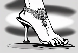 Ankle bracelet tattoo with feminine style and larger in the centre. Show on higher ankle tattoo idea