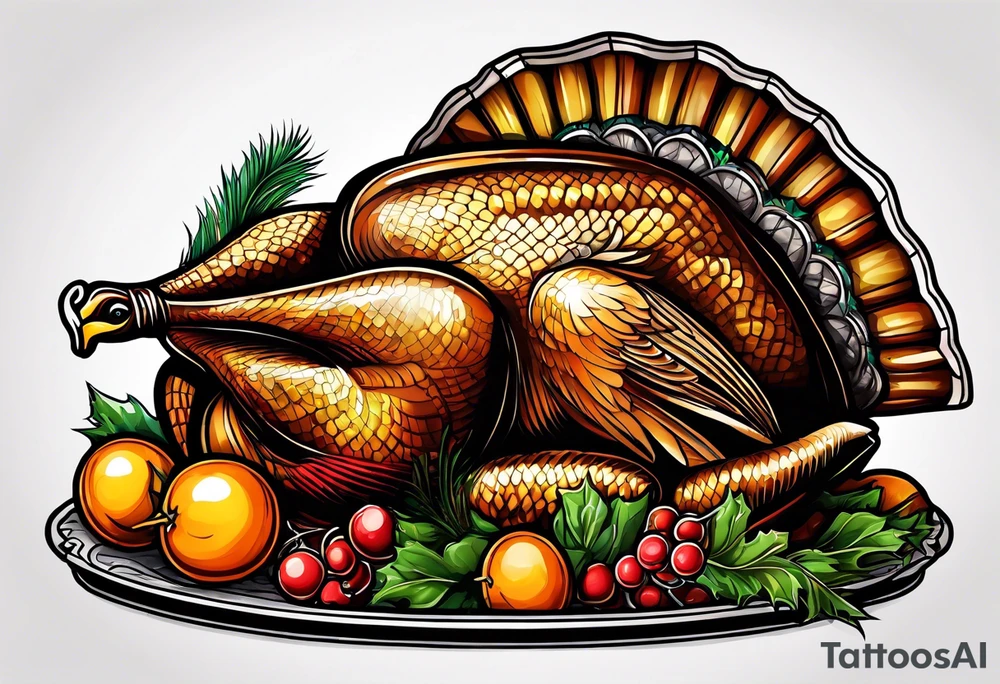 medieval turkey at thanksgiving tattoo idea