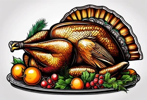 medieval turkey at thanksgiving tattoo idea