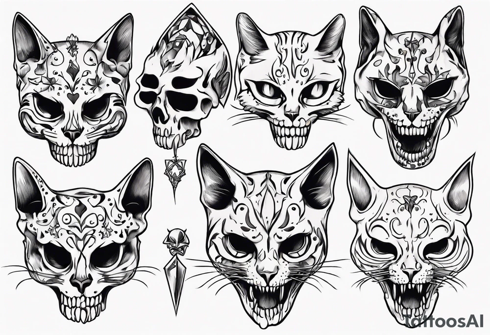 cat skull tattoo idea
