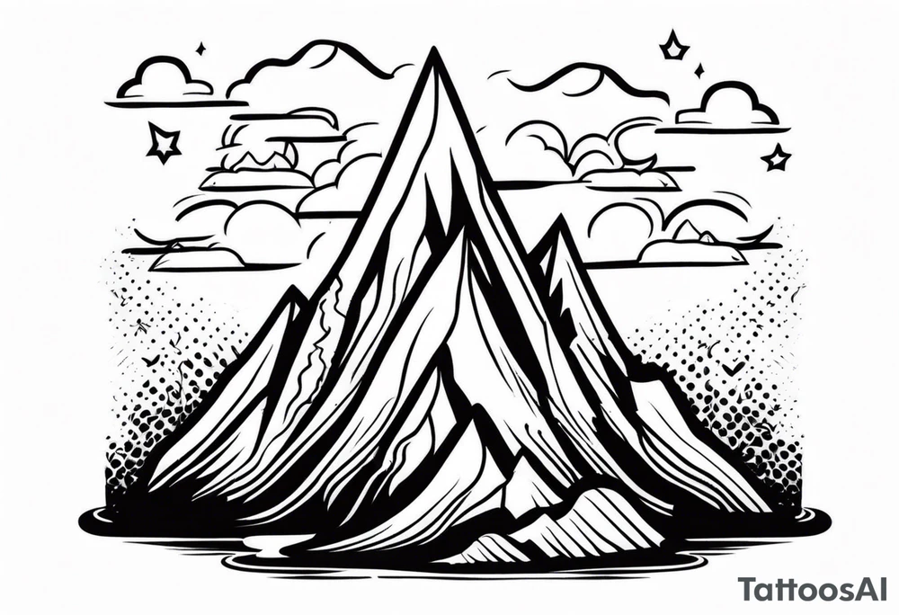 Strong mountain with a little flame tattoo idea