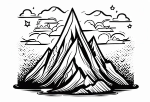 Strong mountain with a little flame tattoo idea
