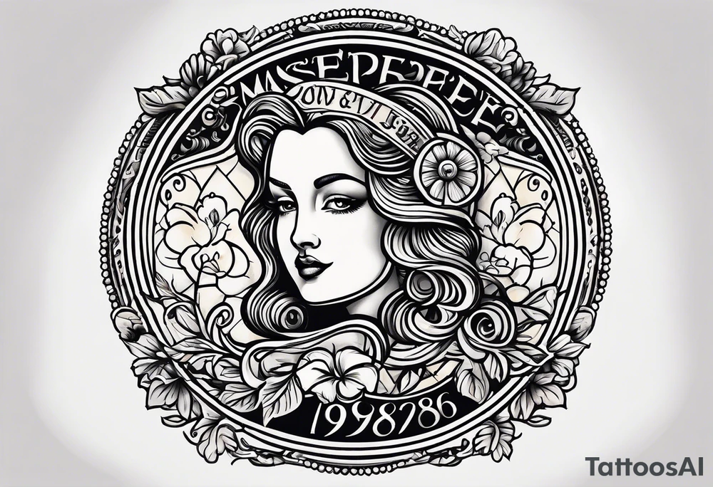 Lucky penny with date 1986, American traditional style tattoo idea