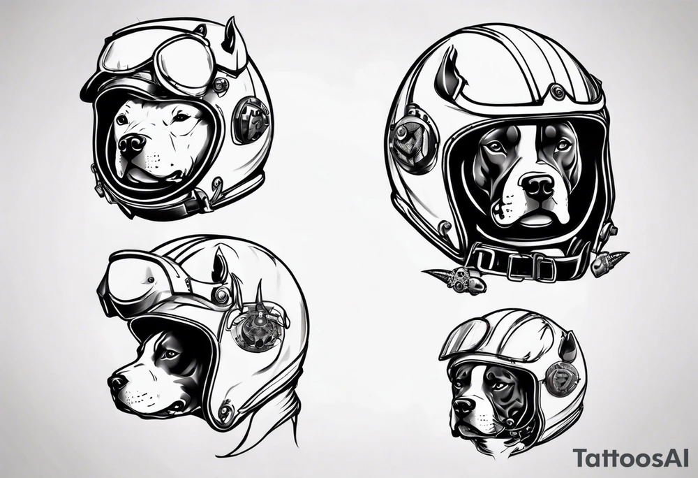 Pit bull with a motorcycle helmet tattoo idea