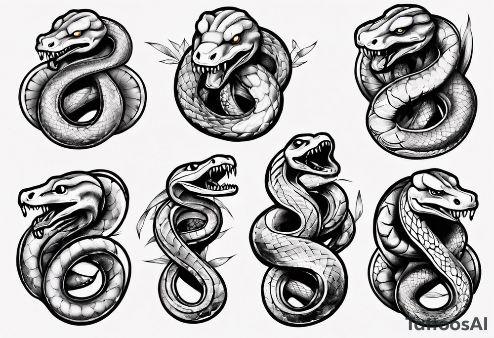 snake choking dollars tattoo idea