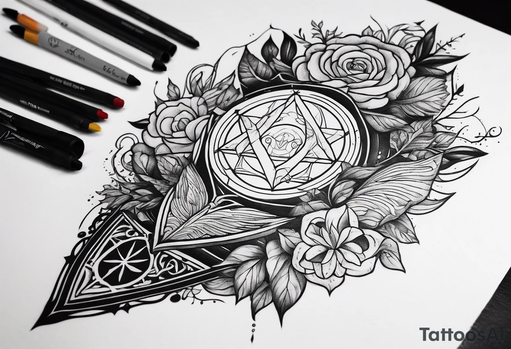 Harry Potter theme tattoo sleeve tattoo idea