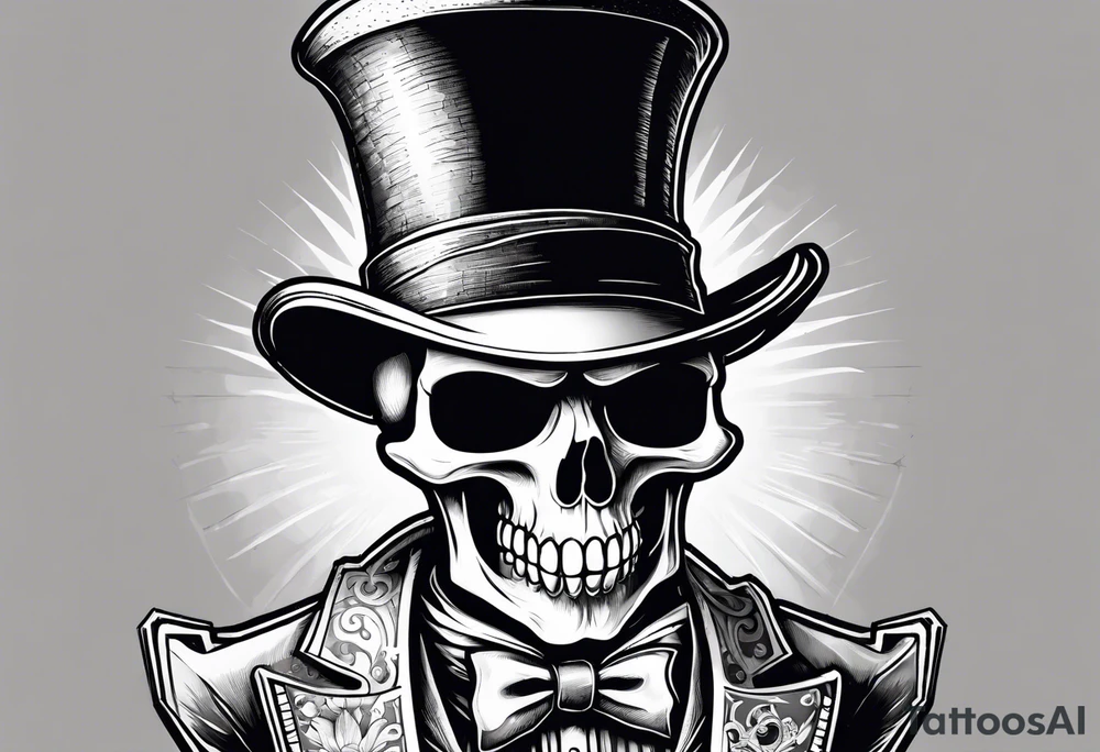 skeleton wearing a top hat holding a bible tattoo idea