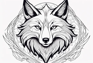 Nine tailed fox facing forward, minimalistic design tattoo idea