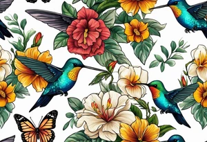 🇬🇭, 🇨🇼, flowers, hummingbirds,  butterflies tattoo idea