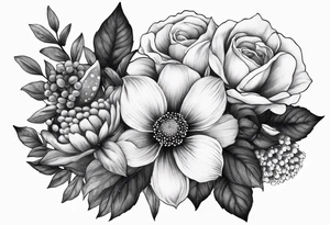 Birthflower bouquet tattoo with one July flower and two October flowers. tattoo idea