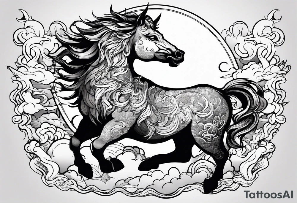 a kirin surrounded by cloud tattoo idea