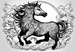 a kirin surrounded by cloud tattoo idea