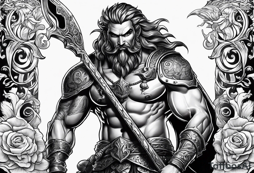 A triton with power symbols tattoo idea