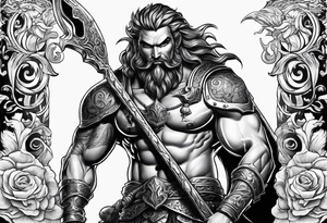 A triton with power symbols tattoo idea