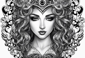 Gothic Medusa lady head inside of a heart blackwork tattoo idea