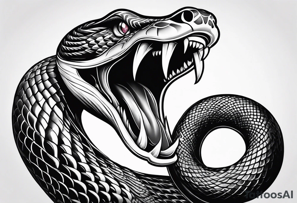 Snake long mouth open powerful tattoo idea