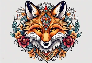 neo traditional fox tattoo idea