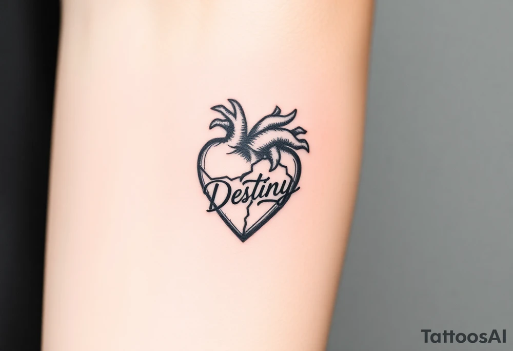 broken heart with destiny’s name tattoo idea