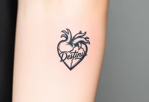 broken heart with destiny’s name tattoo idea