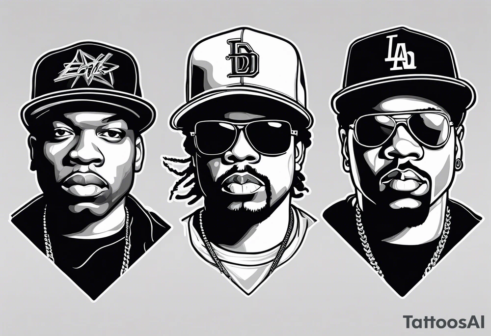 eazy e, dr dre and ice cube tattoo idea