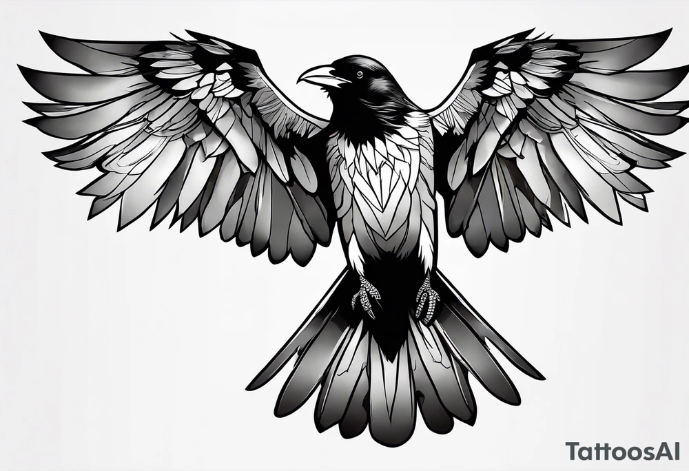 outlines of a flying crow, without bows, no contours tattoo idea