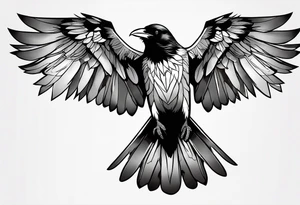 outlines of a flying crow, without bows, no contours tattoo idea