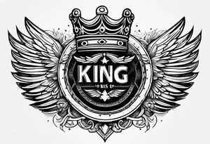King crown,wings and text tattoo idea