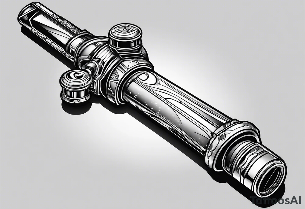 futuristic light saber hilts crossing tattoo idea